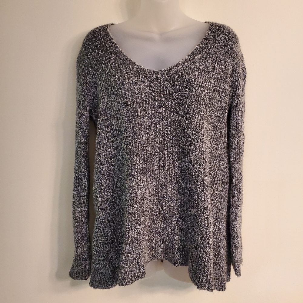 Express Black & White Marled Knit Sweater Size: S